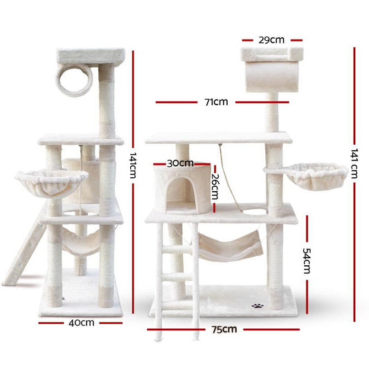 i.Pet Cat Tree 141cm Trees Scratching Post Scratcher Tower Condo House