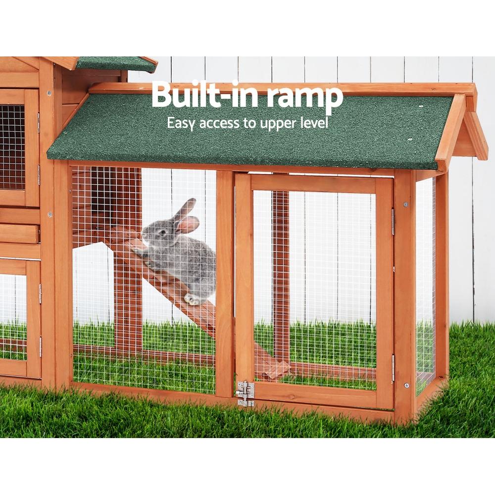 i.Pet Rabbit Hutch Chicken Coop Wooden Cage Pet Hutch 220cm x 52cm x