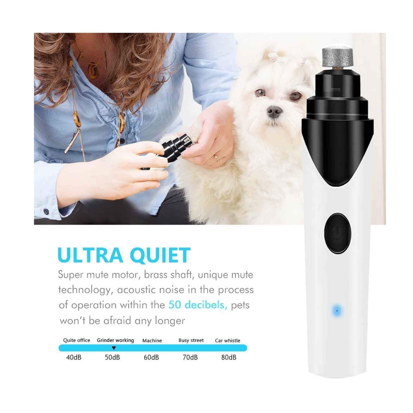 Pet Nail Grinder Dog Cat Electric Trimmer Rechargeable Clipper Claw