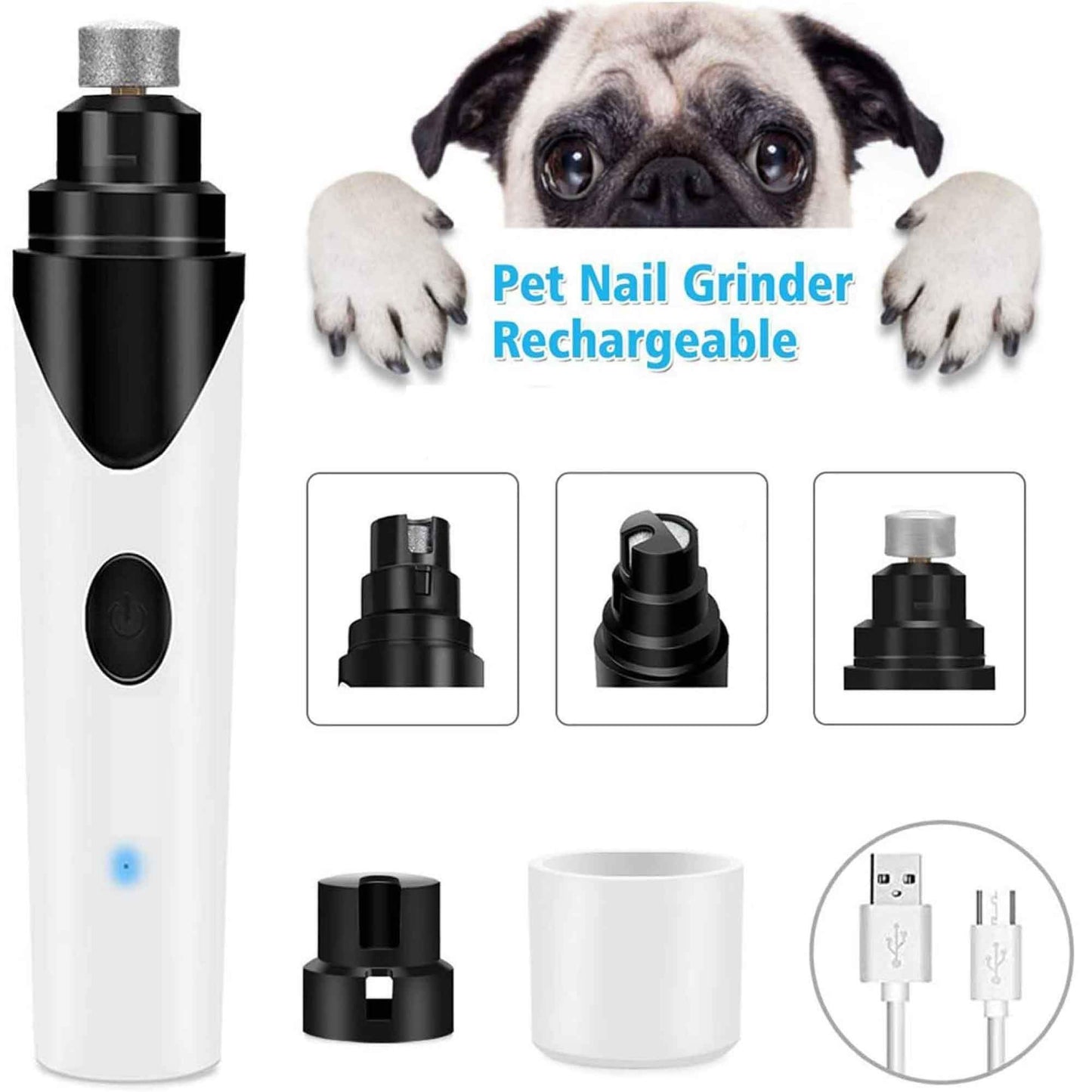 Pet Nail Grinder Dog Cat Electric Trimmer Rechargeable Clipper Claw