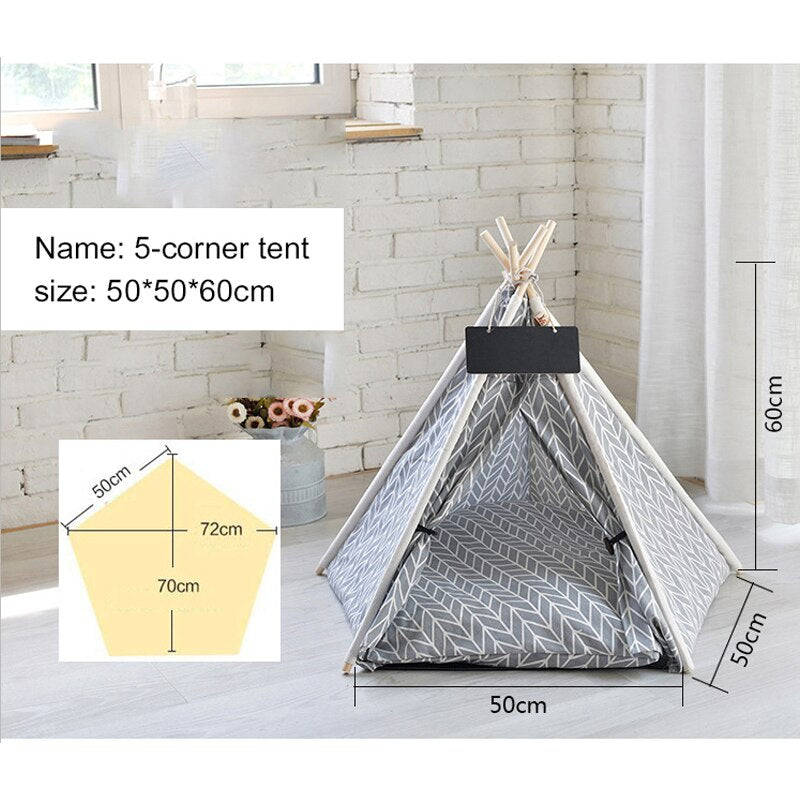 Portable Linen Pet Tent Dog House kitten House