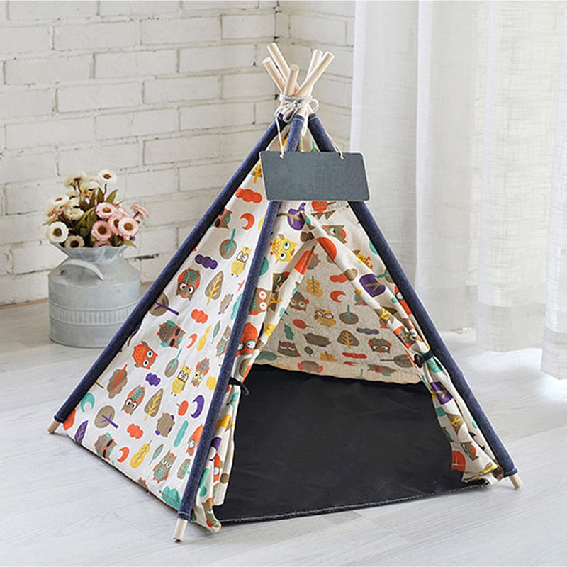 Portable Linen Pet Tent Dog House kitten House