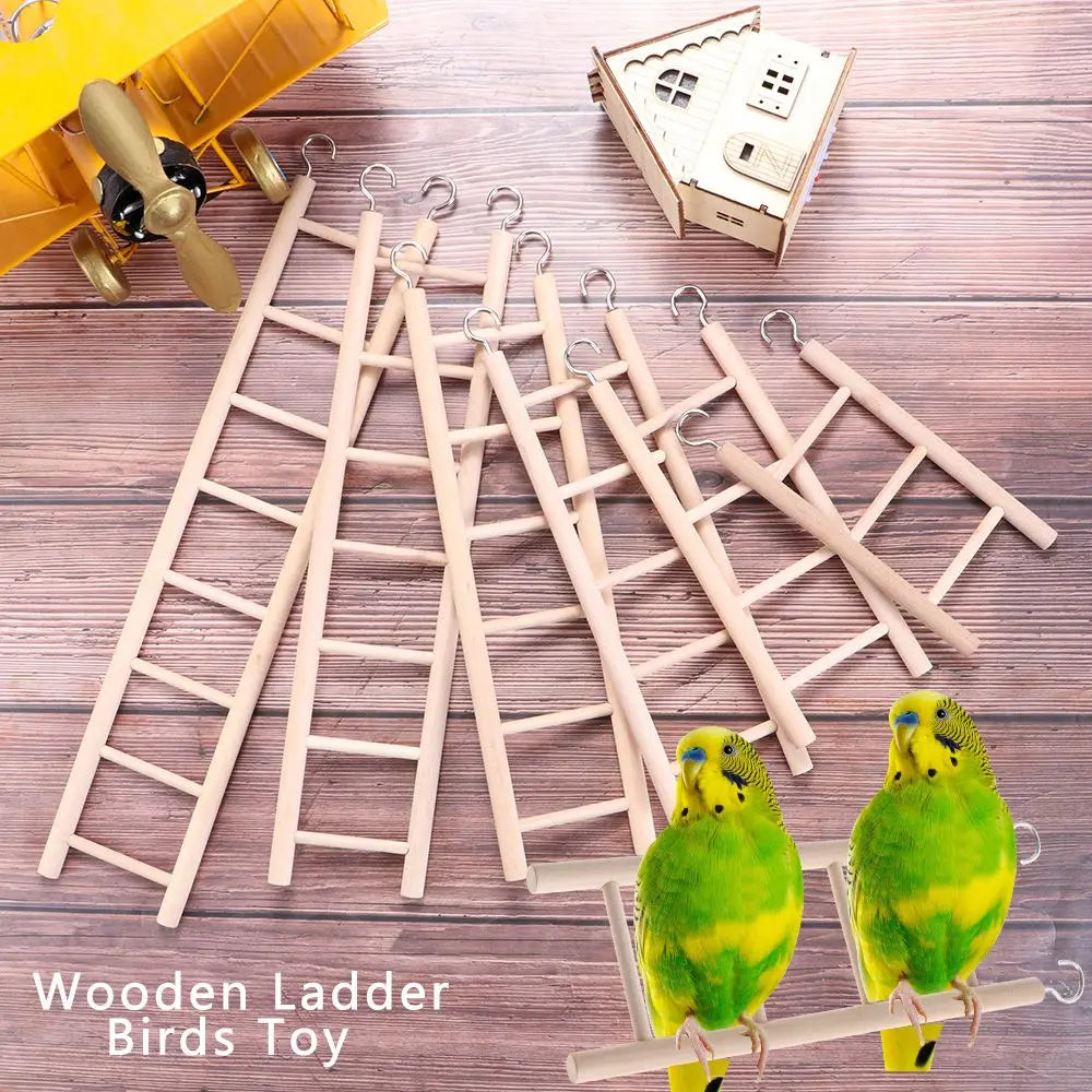 DIY HandCraft Birdcage Wood Parrot Toys Climbing Ladder Hamsters Toy Bird Supplies