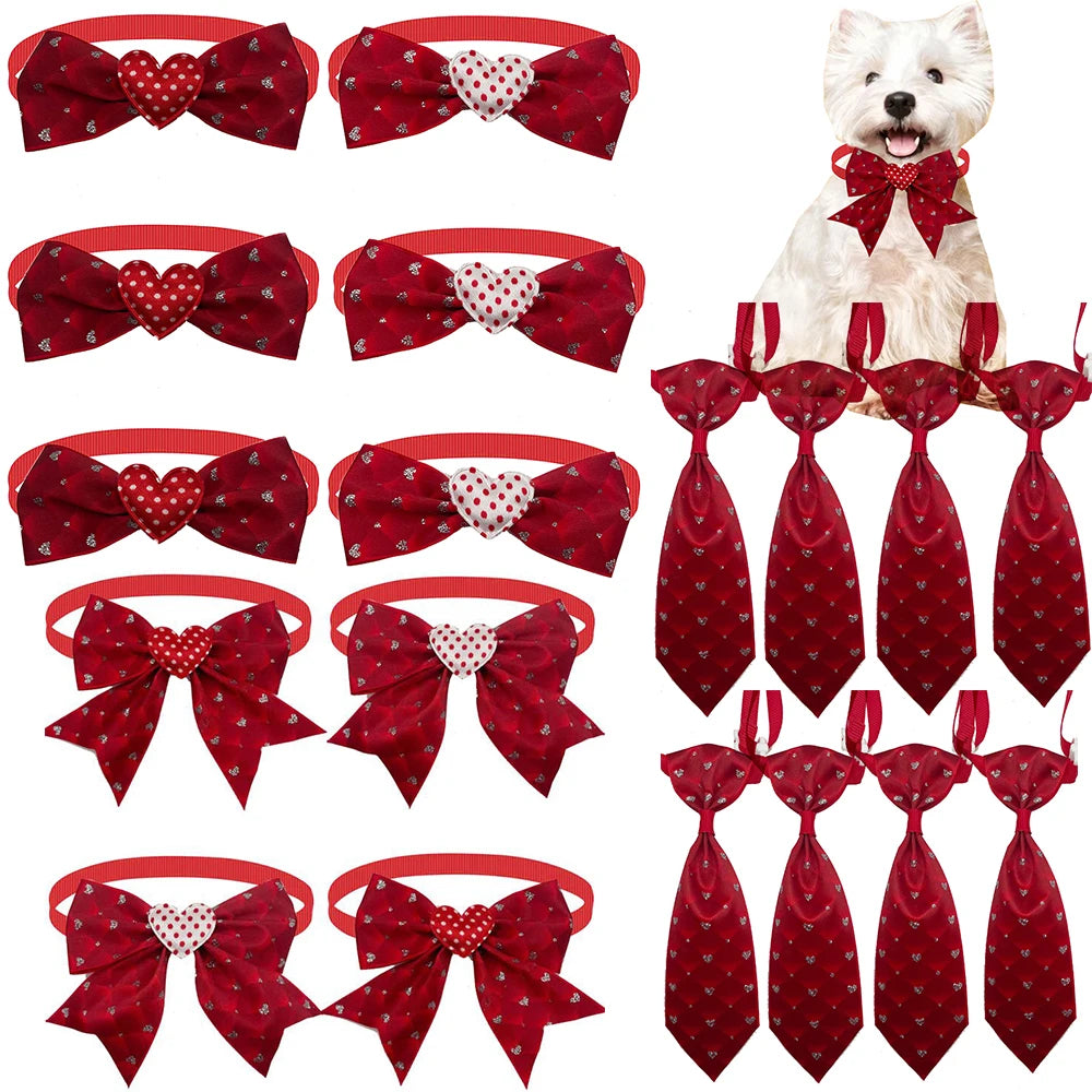 10pcs Valentine's Day Red Dog Bow Tie Love Style Pet Supplies Small Dog Bowtie Pet Dog Small Dog Red Bows