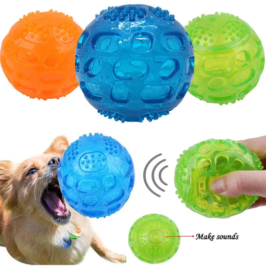 Pet Dog Cat Puppy Sounding Toy Polka Squeaky Tooth Cleaning Ball Playing Pet Teeth Chew Rubber Toy Pet Dental Care Accessories