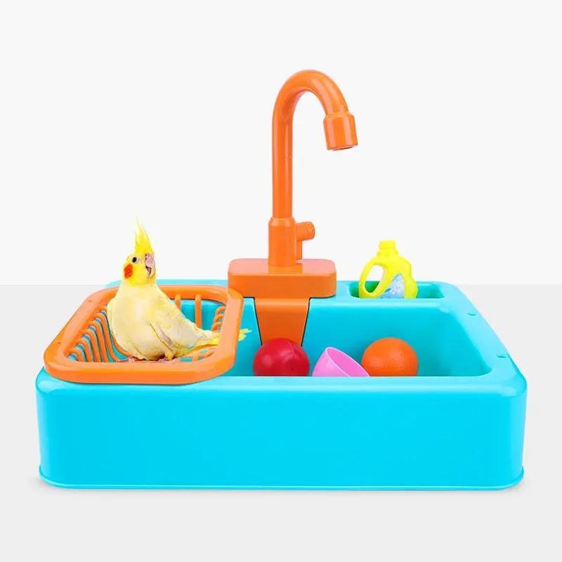 Parrot Shower Bird Bathtub Swimming Pool Parrot Bath Cage for Calopsita Parakeet Toys Cockatiel Bath Basin Faucet Parrot Corella