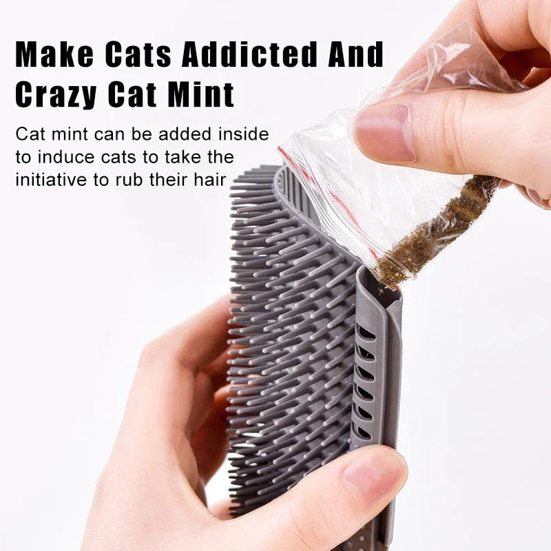 Cat Brush Comb Cat Toy with Catnip Pet Wall Brush Corner Cat Massage Self Groomer Comb Brush Kitten Rubs with A Tickling Comb