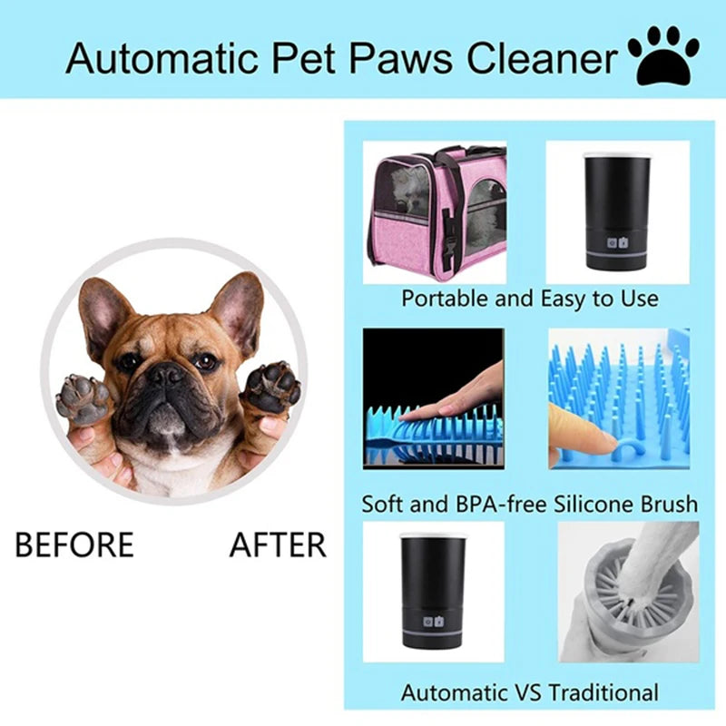 USB Rechargeable Electric Dog Paw Cleaner Automatic Pet Foot Paw Cleaner Cat and Dog Massage Foot Wash Cup Pets Cleaning Tools