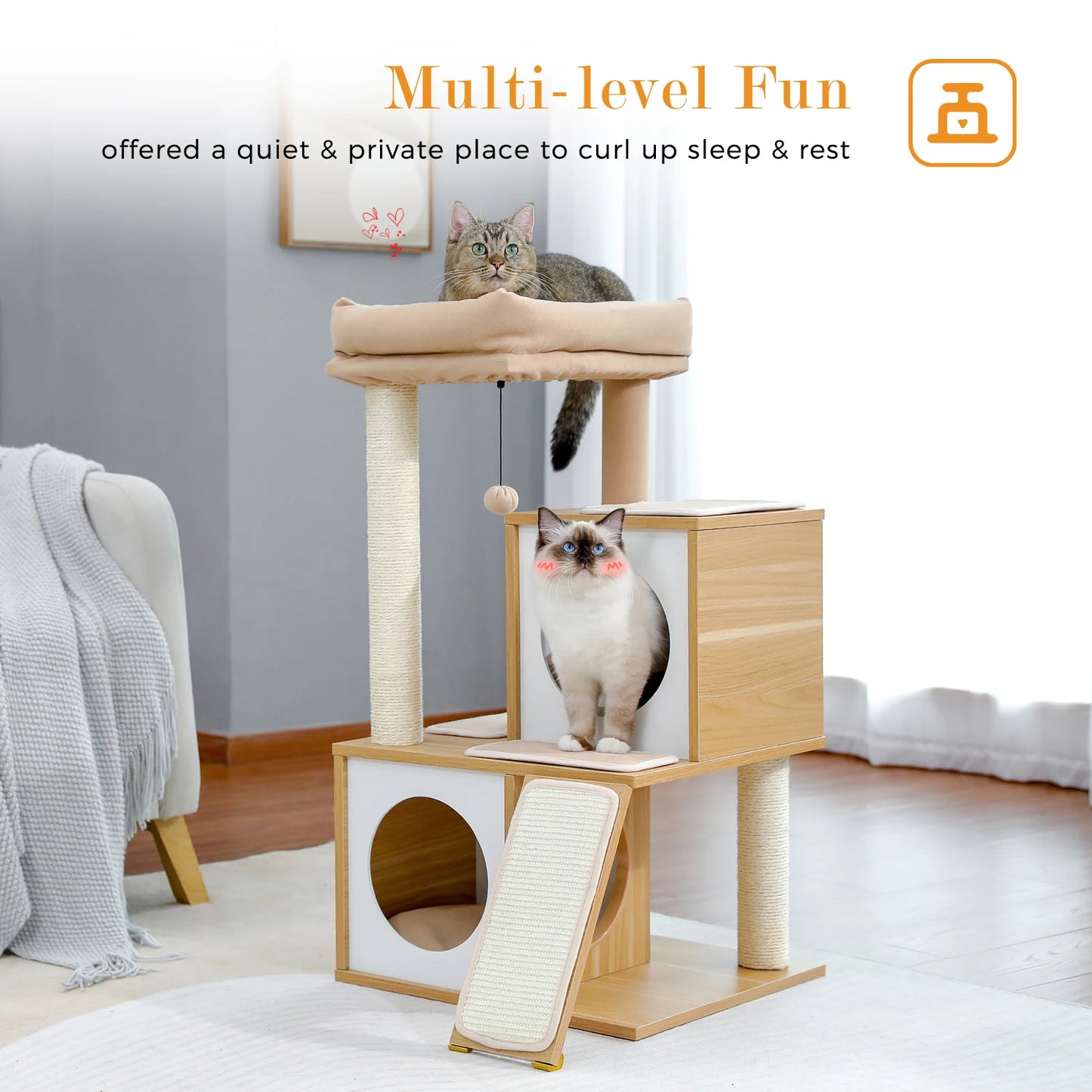 Cat's Tree Tower Condo Scratcher Home Furniture Pets House Hammock Cats Climbing Furniture Pets House Hammock Cat's Tree Tower