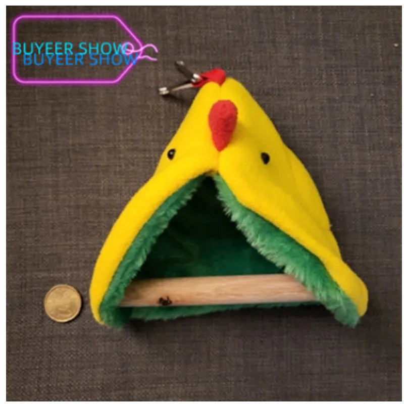 Soft Plush Bird Parrot Hammock Warm Hanging Bed Triangle Square Bird Parrot Nest Pet Cave Cage House For Small Animals 2021