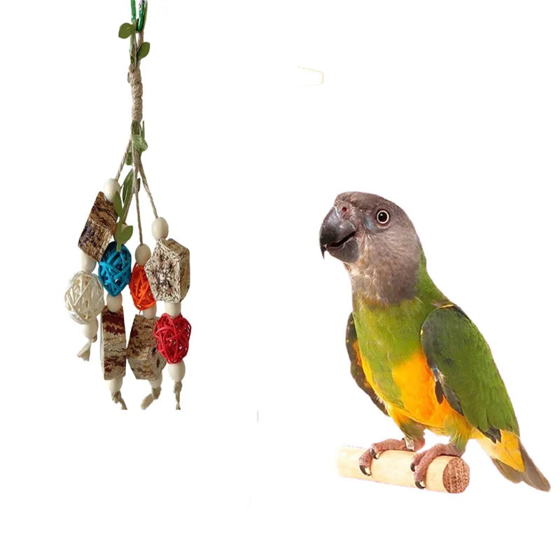 Large Parrot Toy Tearing Natural Wooden Blocks Bird Chewing Toy Parrot Cage Bite Toy Environmental Protection Bird Parrot Toy