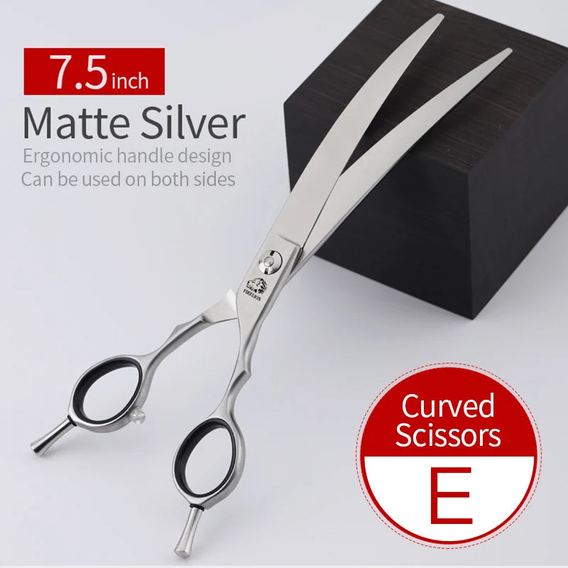 Pet Grooming Scissors FIRELION 7.0/7.5/8.0 Inch 440c Steel Professional Dog Grooming Shears Animal Curved Scissors for Dogs Hair