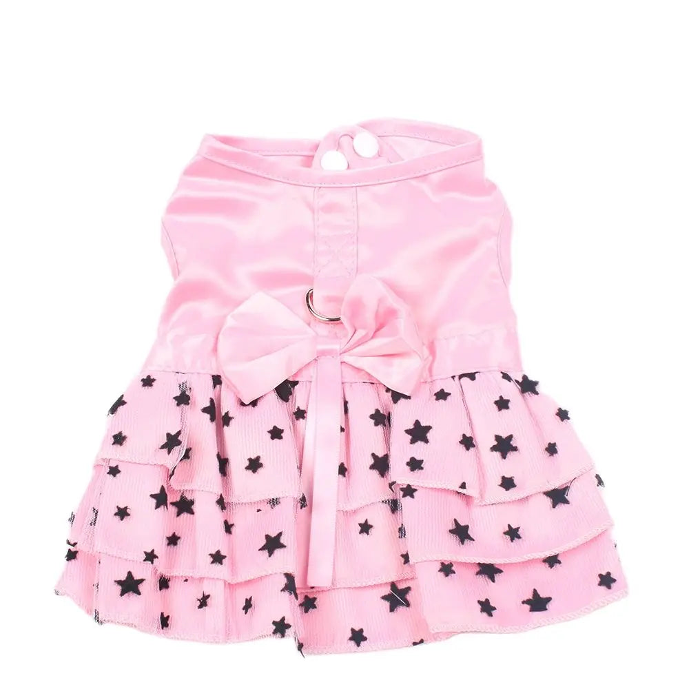 Small Dog Cat Dress Shirt Bow&Stars Design Pet Puppy Skirt Spring Summer Apparel 2 Colours