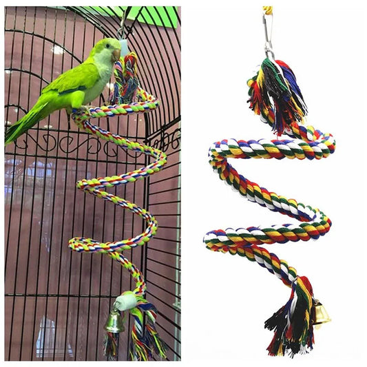 New Parrot Rope Hanging Braided Budgie Chew Rope Bird Cage Cockatiel Toy Pet Stand Training Accessories Conure Swing Supplies