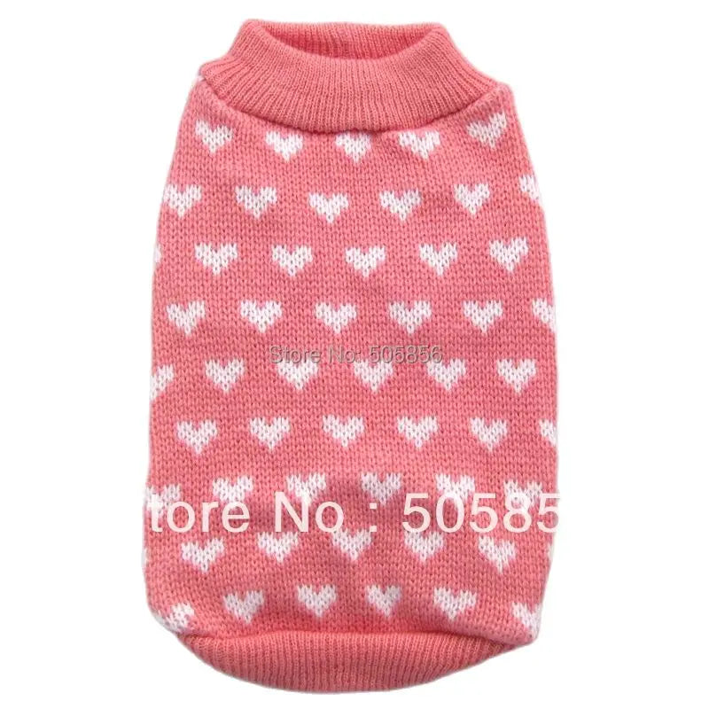 XKSRWE Hearts Dog Pet Sweater Jumper Cat Puppy Coat Jacket Warm Clothes 5 sizes