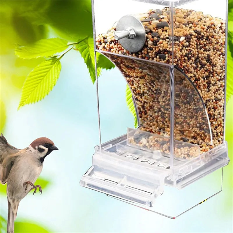 No Mess Bird Feeders Automatic Parrot Feeder Drinker Acrylic Seed Food Container Cage Accessories For Small And Medium Parakeets