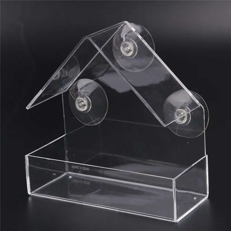 Transparent Plastic Window Bird Feeders Parrot Lovebird Pigeon Hanging Viewing Feeding Tool Container Pet Supplies Accessories