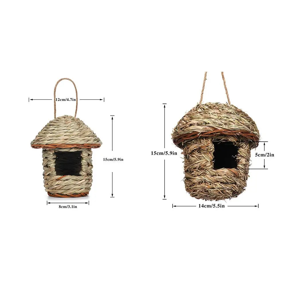 Handwoven Straw Bird Nest Parrot Hatching Outdoor Garden Hanging Hatching Breeding House Nest Bird Accessory