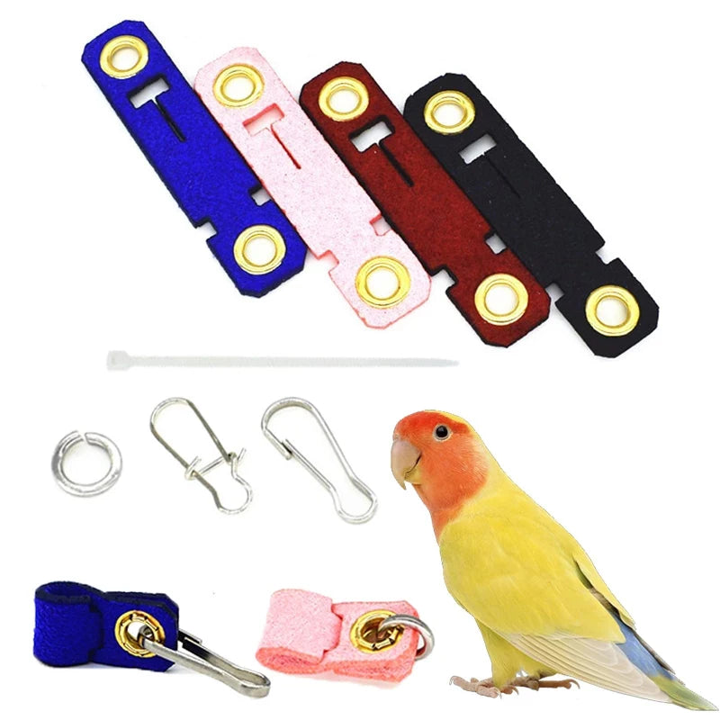 7 Size Pet Parrot Leg Ring Ankle Foot Chain Bird Suede Foot Ring Chain Leather Parrot Foot Live Buckle Rings Bird Accessories