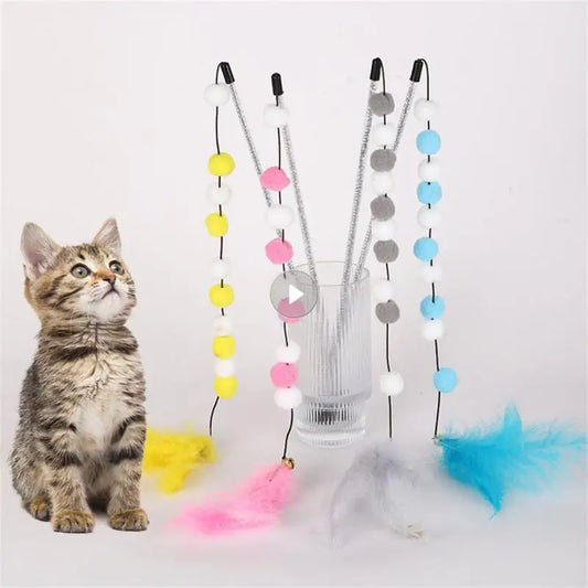 Funny Kitten Cat Teaser Interactive Toy Rod With Bell And Feather Toys For Cats Teaser Interactive Toy Rod Pet Cats Toys Stick