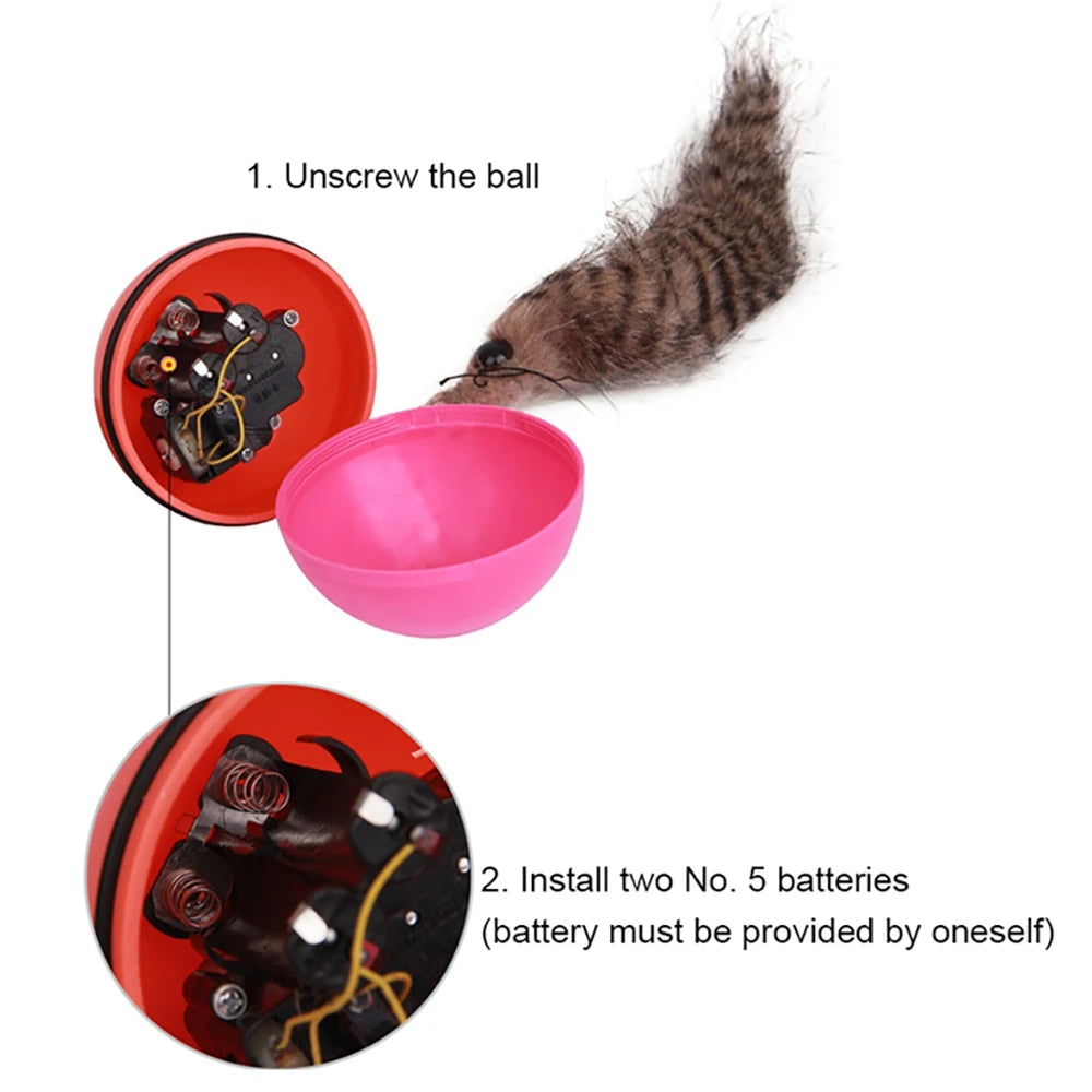 Pet Cat Toy Electric Ball Dancing Moving Toy Simulation Cats Toy Pet Interactive Dog Funny Beaver Weasel Jumping Rolling Ball