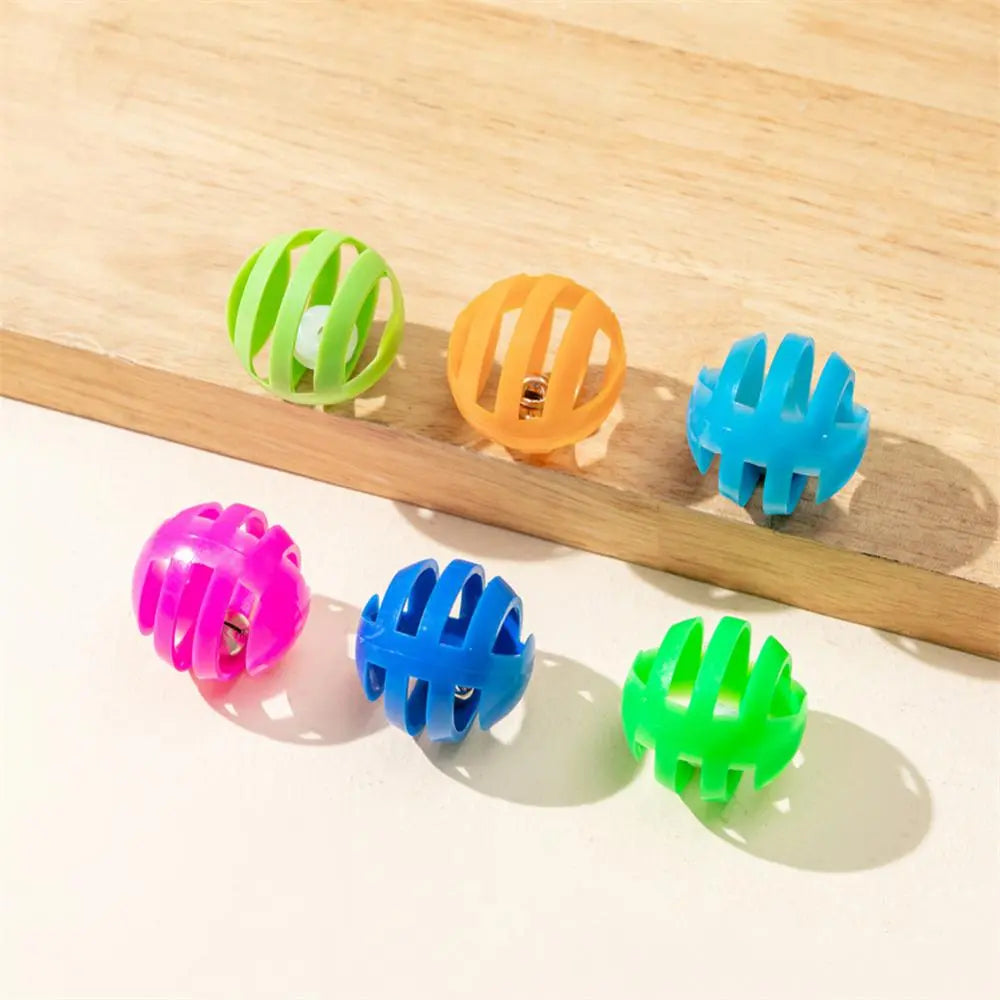 6pcs Toys for Cats Ball with Bell Playing Chew Rattle Scratch Plastic Ball Interactive Cat Training Toys Cat Toy Pet Supplies