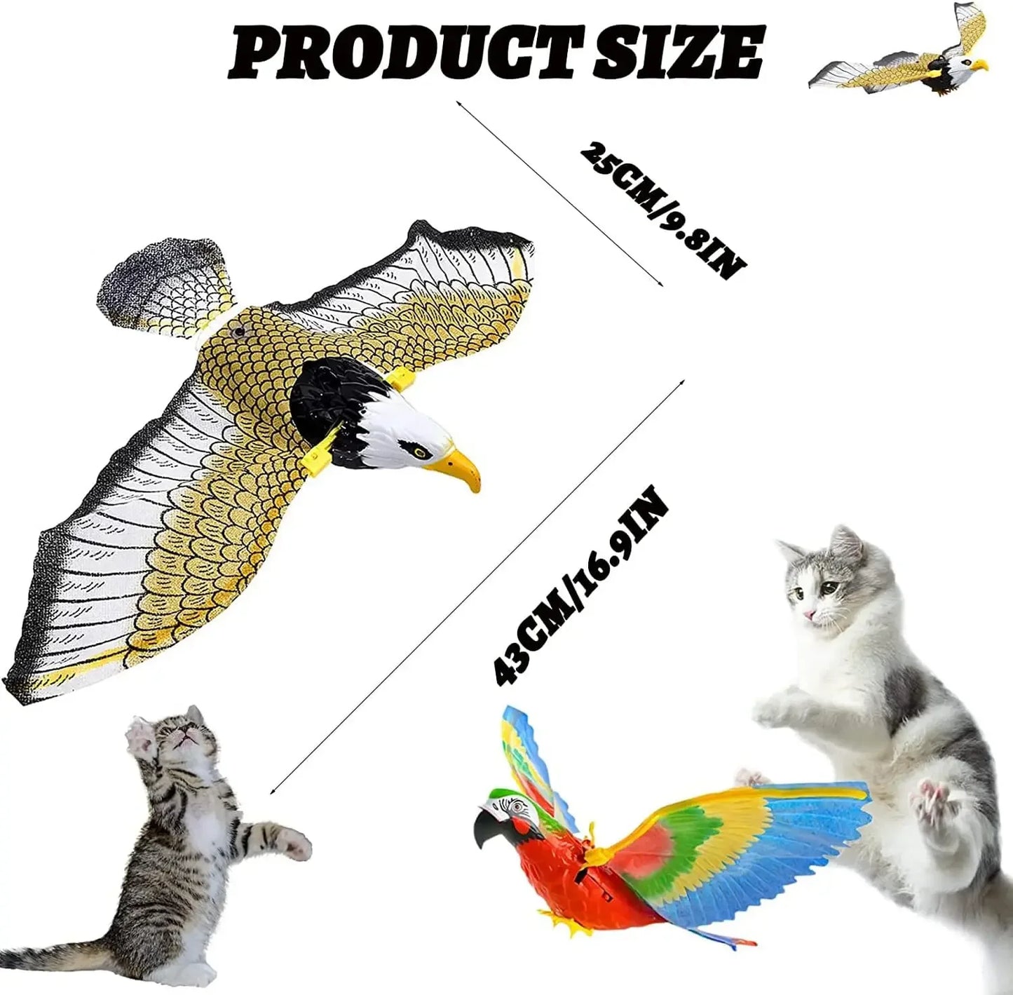 Electric Flying Bird Cat Toy Bird Simulation Interactive Hanging Parrot Eagle Flying Toy For Cats Relieve Boredom Teasing Toys