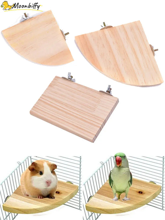 Parrot Bird Wood Perch Stand Platform Rectangle Fan-shaped Shelf Stand Board For Cockatiel Hamster Gerbil Rat Budgie Parakeet