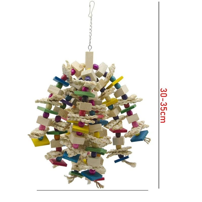 Bird Cage Bite Toy For African Grey Macaws Cockatoos Large Parrot Chewing Toy Bird Parrot Blocks Knots Tearing Toy