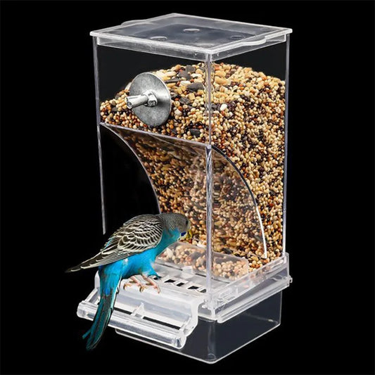 No Mess Bird Feeders Automatic Parrot Feeder Drinker Acrylic Seed Food Container Cage Accessories For Small And Medium Parakeets