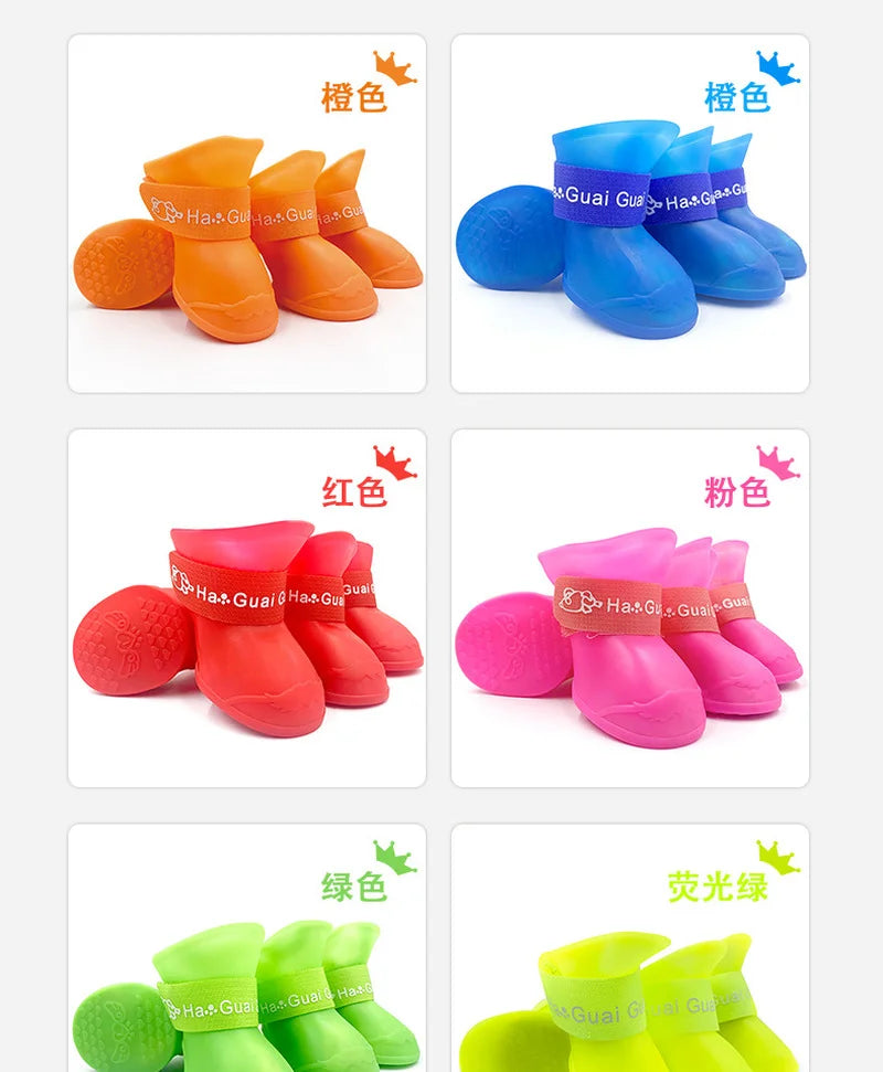 Pet rain shoes dog cat anti-slip rubber boot dogs cats foot cover puppy waterproof socks small medium dogs protect the paw