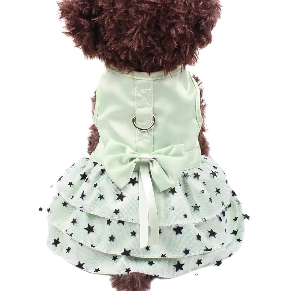 Small Dog Cat Dress Shirt Bow&Stars Design Pet Puppy Skirt Spring Summer Apparel 2 Colours