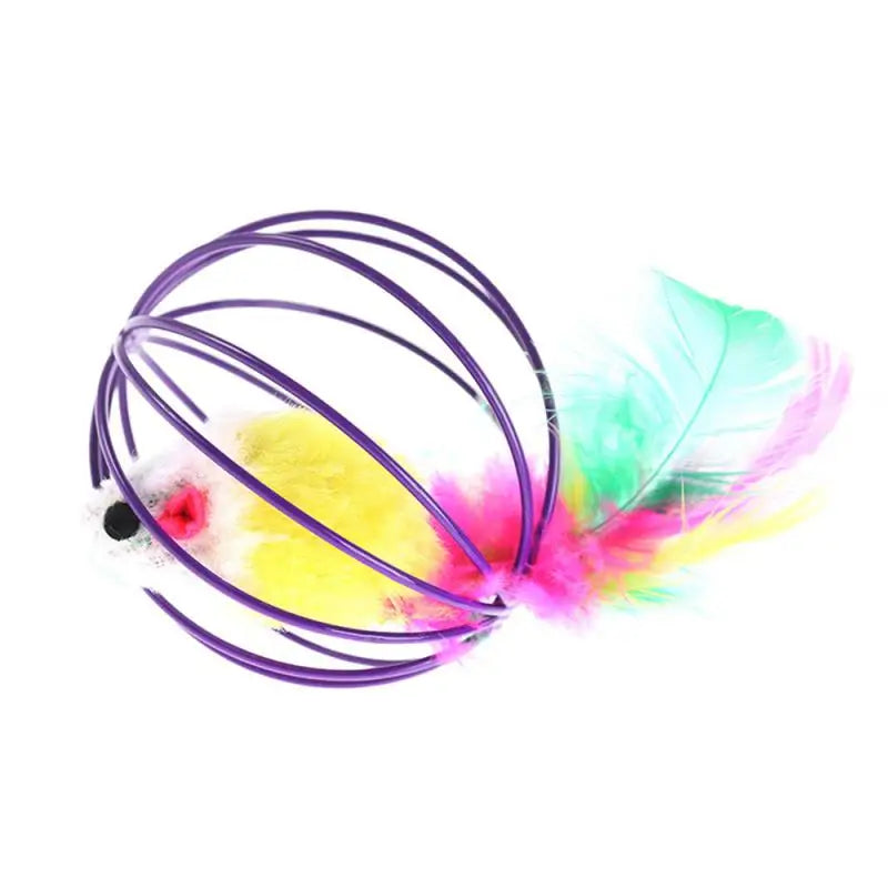 1pc Cat Toy Stick Feather Wand With Bell Mouse Cage Toys Plastic Artificial Colorful Cat Teaser Toy Pet Supplies Cat Accessories