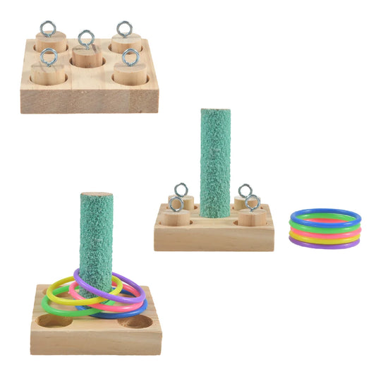 Bird Parrot Educational Toys Wooden Platform Plastic Ferrule Intellectual Training Pet Toys Parrot Toys