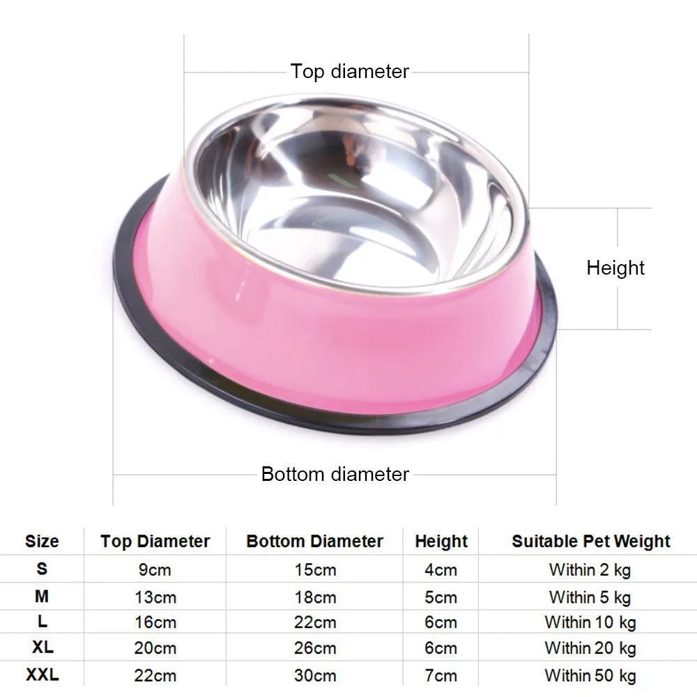 200-1600ml Stainless Steel Dogs Bowl Cats Non Slip Food Drinking Water Eating Container Dish Puppy Kitten Feeder Pet Supplies