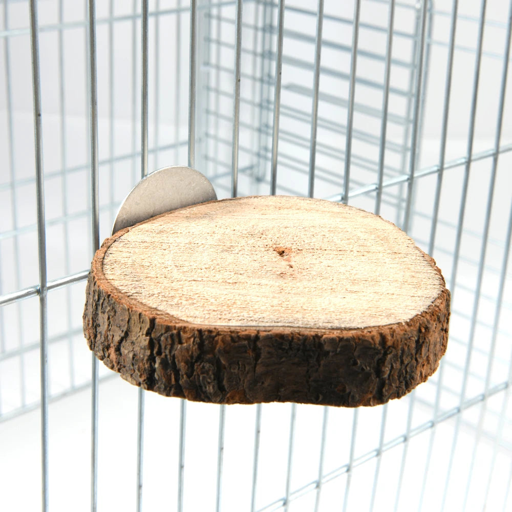 Round Wooden Squirrel Parrot Bird Perch Stand Platform Pet Bird Squirrel Chinchilla Parrot Wooden Pier Diving Platform