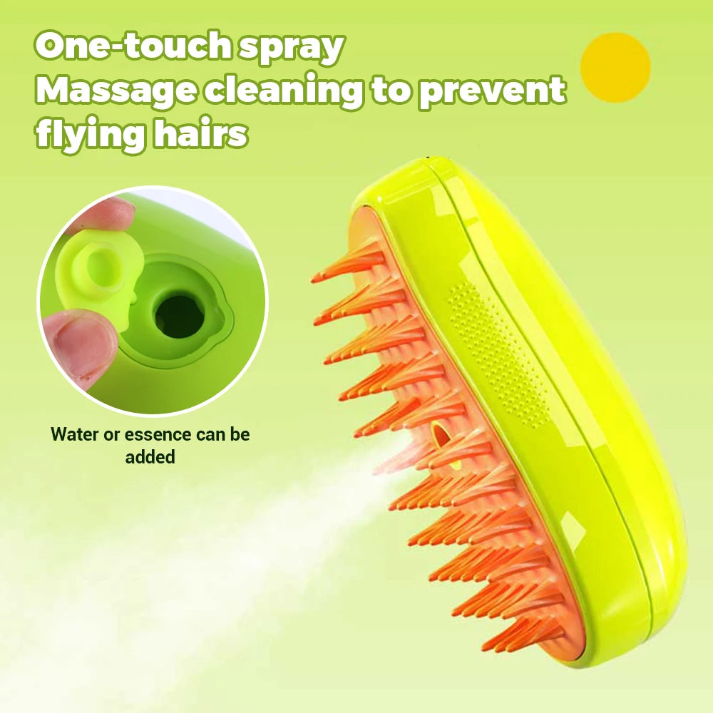 Steamy Dog Brush Electric Spray Cat Hair Brush 3 In1 Dog Steamer Brush For Massage Pet Grooming Removing Tangled and Loose Hair