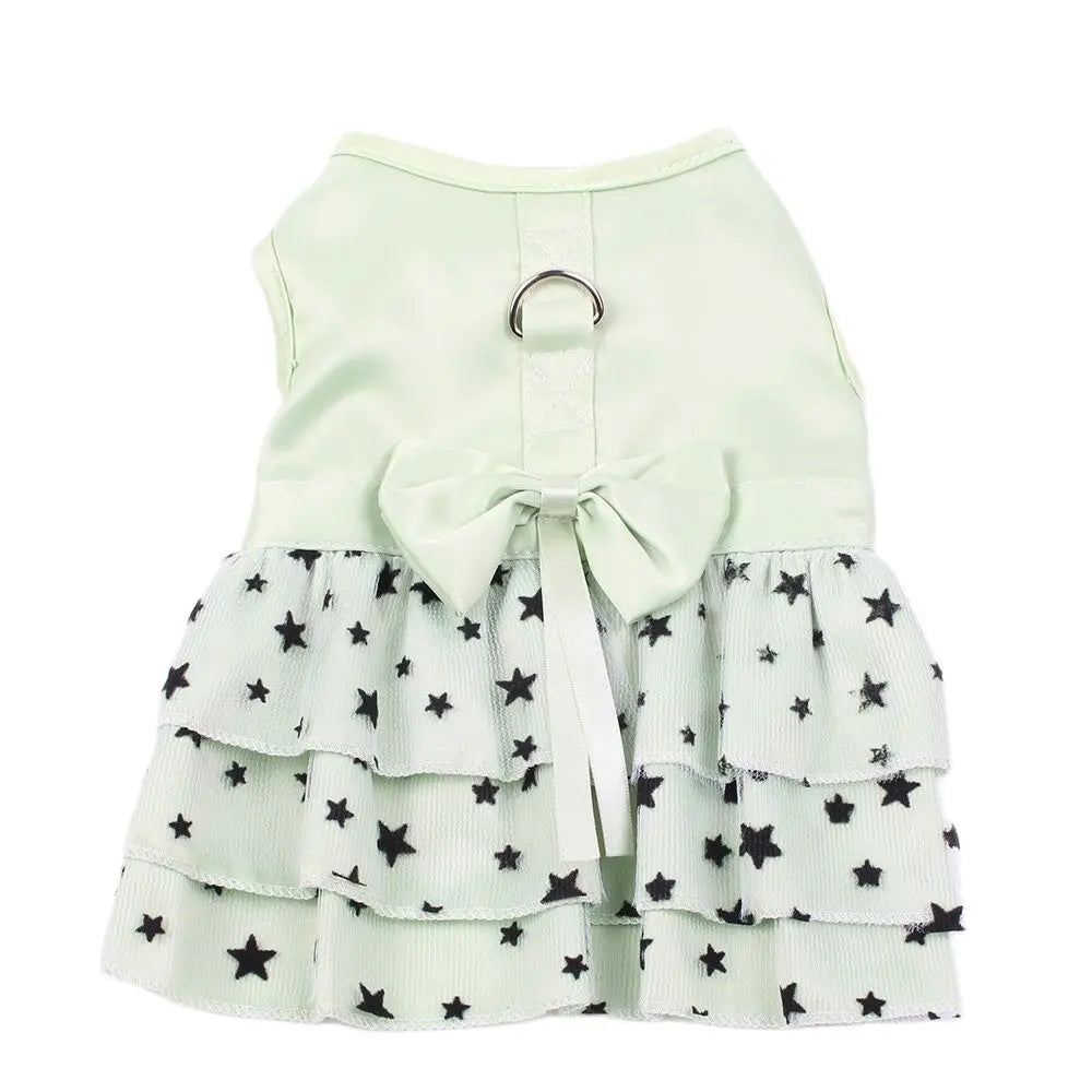 Small Dog Cat Dress Shirt Bow&Stars Design Pet Puppy Skirt Spring Summer Apparel 2 Colours