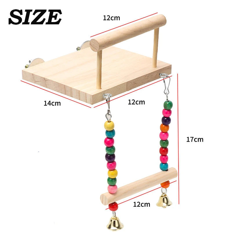 Bird Swing Toy Wooden Parrot Accessories Stand Playstand with Chewing Beads Cage Playground for Budgerigar Bird Toys 반려동물용품