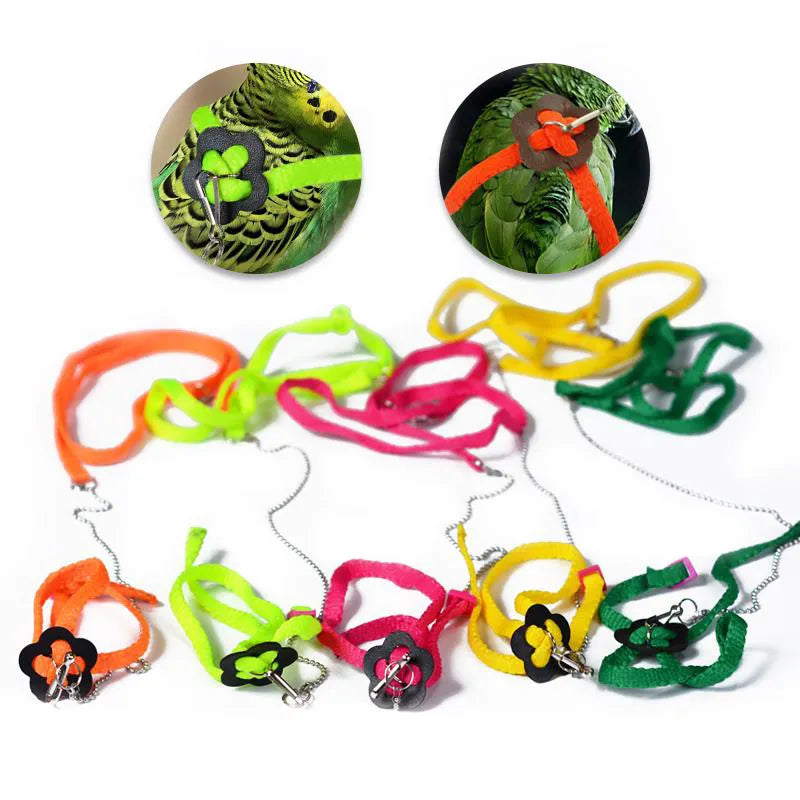 Anti-Bite Bird Harness Leash Set Parrot Harness Nylon Rope Adjustable Flying Training Design Suitable For Parrot Conures Bird