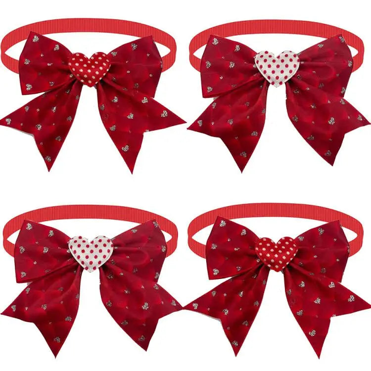 10pcs Valentine's Day Red Dog Bow Tie Love Style Pet Supplies Small Dog Bowtie Pet Dog Small Dog Red Bows