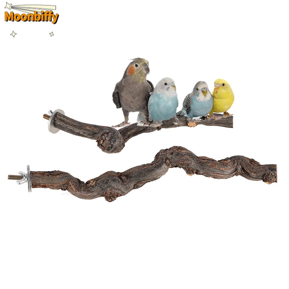 Bird Perch Parrot Standing Branch Natural Wood Stand Bars Cage Snuggle Wooden Toy for Small To Medium Birds Bird Accessories