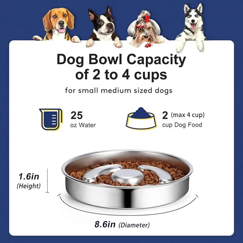 Pet supplies Slow food anti-choking bowl anti-fat dog basin cat bowl stainless steel water bowl neck guard eating tableware