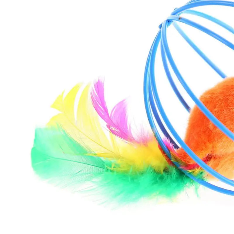 1pc Cat Toy Stick Feather Wand With Bell Mouse Cage Toys Plastic Artificial Colorful Cat Teaser Toy Pet Supplies Cat Accessories