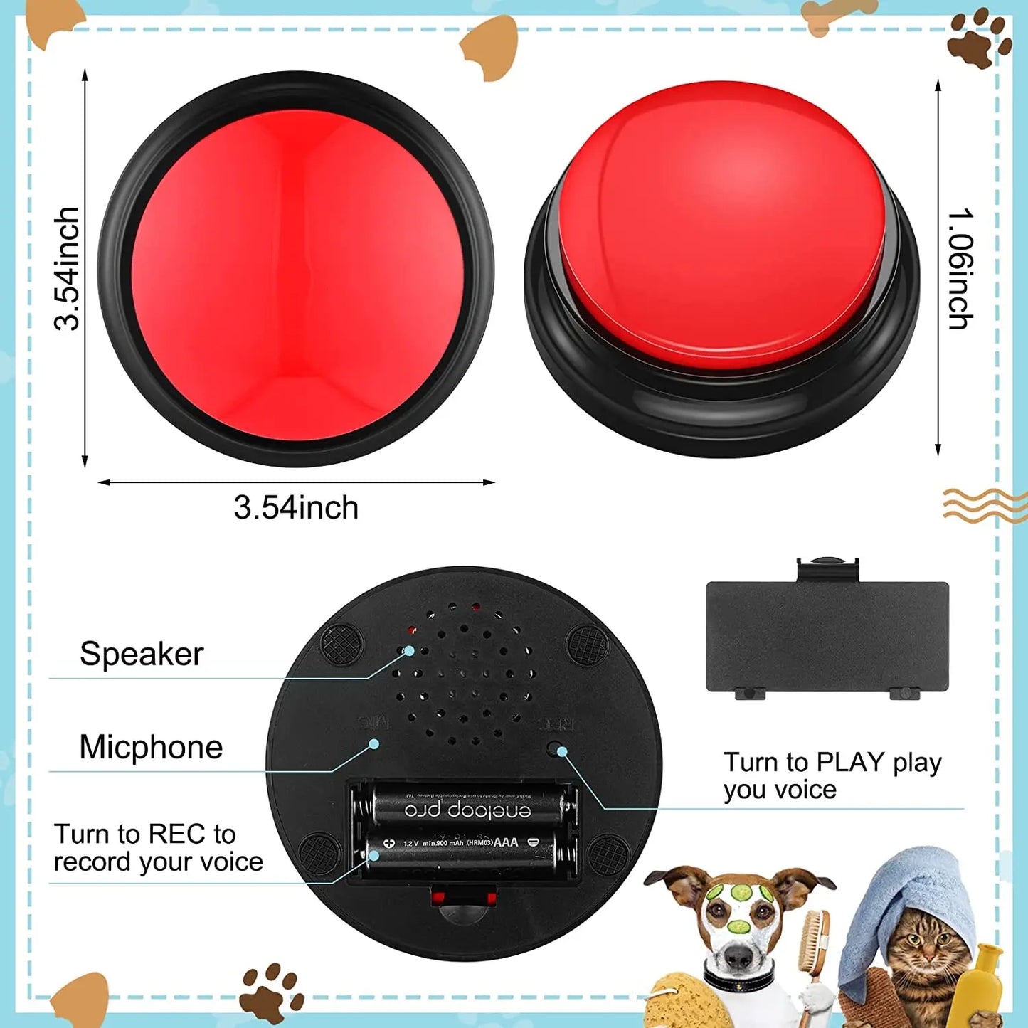 11pcs Button Set Dog Training Buzzer Recordable Talking Button Interactive Pet Communication Buttons Dogs Training Answer Buzzer