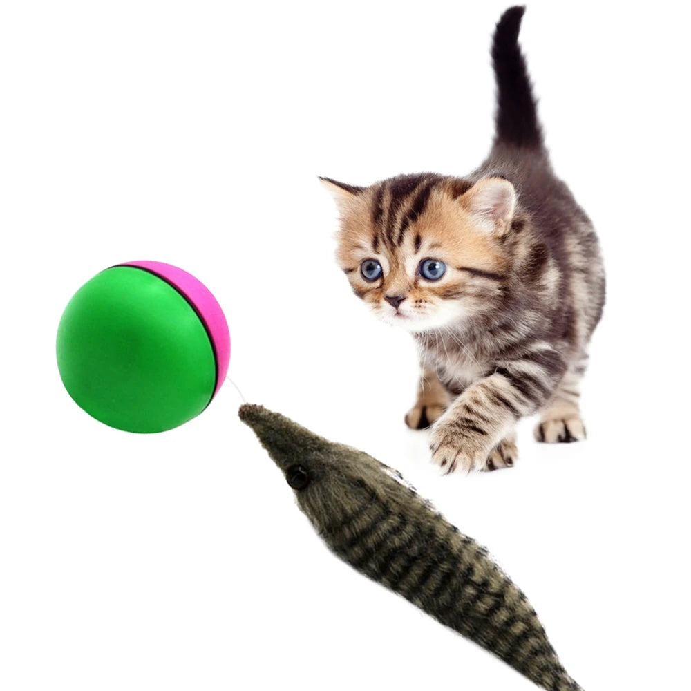 Pet Cat Toy Electric Ball Dancing Moving Toy Simulation Cats Toy Pet Interactive Dog Funny Beaver Weasel Jumping Rolling Ball