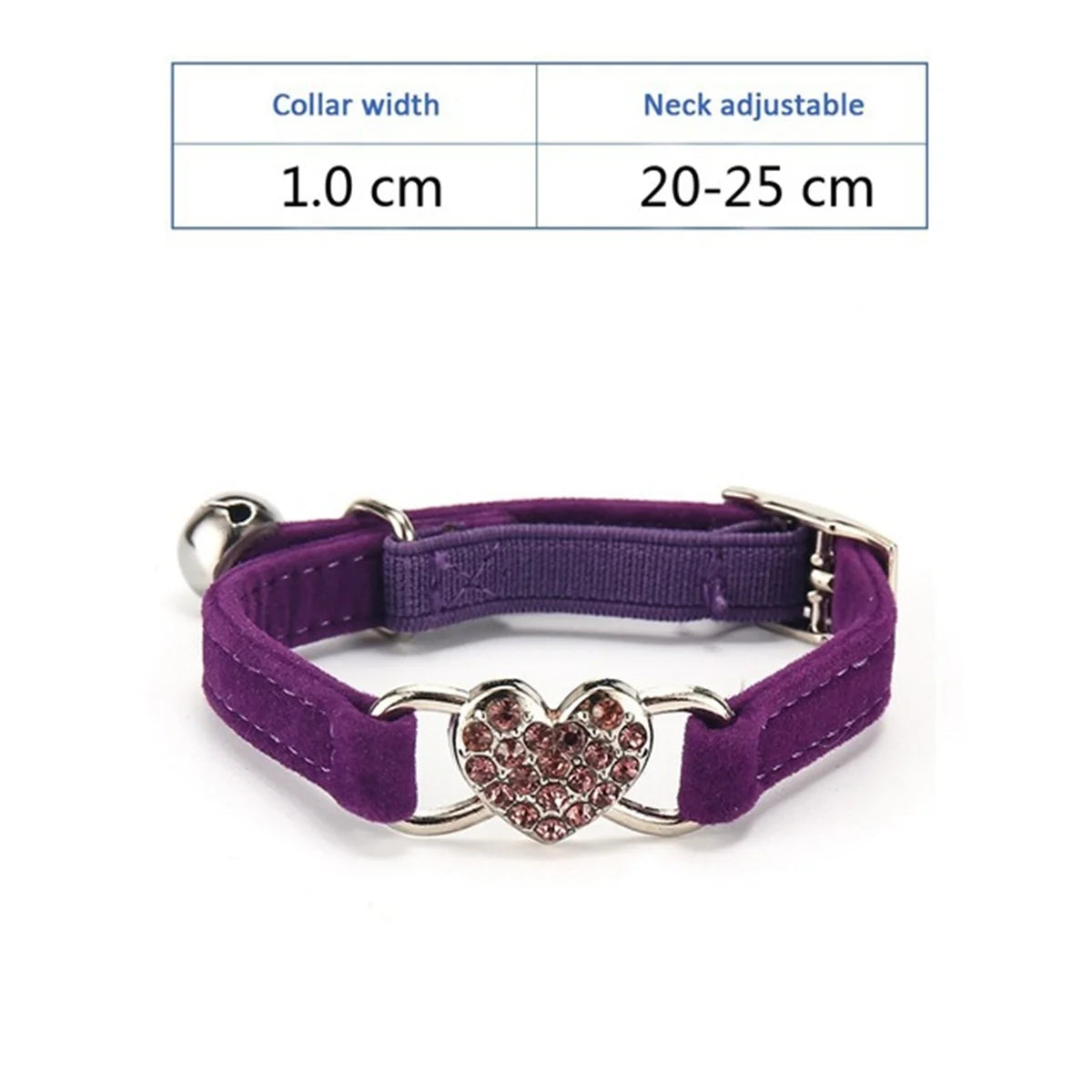 Cat Collar Heart Charm with Bell Safety Elastic Adjustable Soft Velvet Puppy Small Dog Pet Collar Kitty