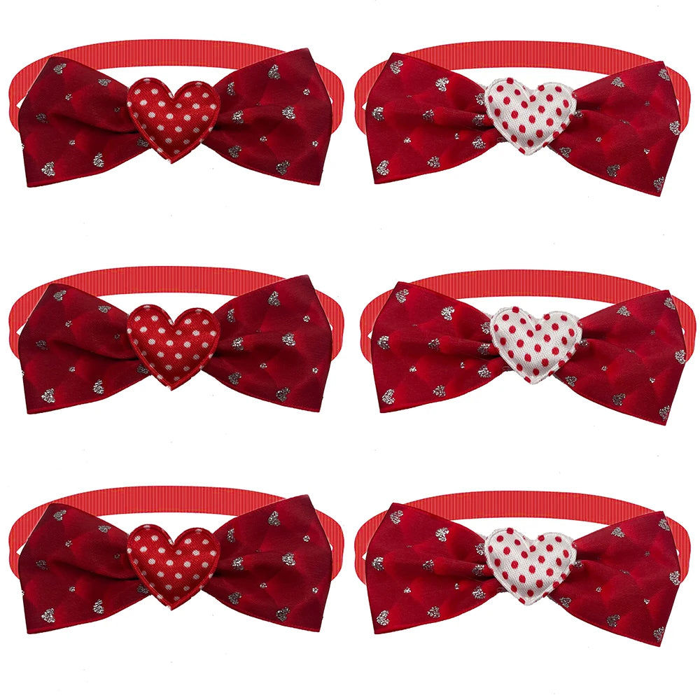 10pcs Valentine's Day Red Dog Bow Tie Love Style Pet Supplies Small Dog Bowtie Pet Dog Small Dog Red Bows