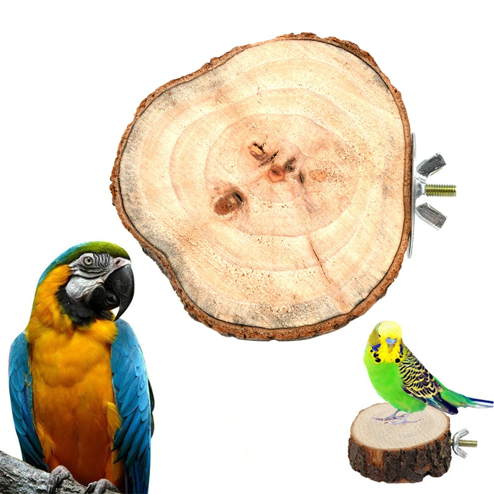 Round Wooden Squirrel Parrot Bird Perch Stand Platform Pet Bird Squirrel Chinchilla Parrot Wooden Pier Diving Platform