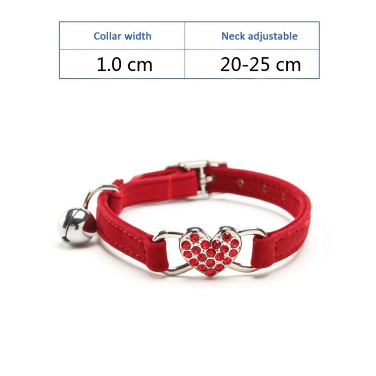 Cat Collar Heart Charm with Bell Safety Elastic Adjustable Soft Velvet Puppy Small Dog Pet Collar Kitty